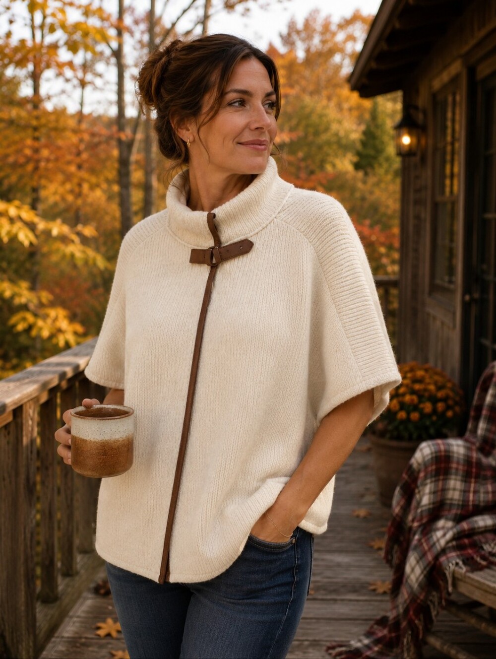 NWT women's Knit Cape Sweater with Toggle Closure
